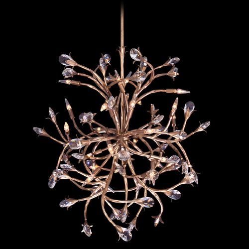 Allegri Crystal Fiore Pearlized Antique Brass Chandelier