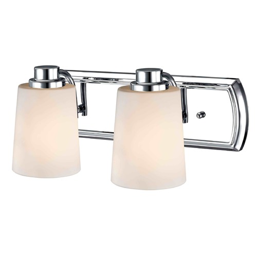 Design Classics Lighting 2-Light Bathroom Light in Chrome with White Glass 1202-26 GL1027