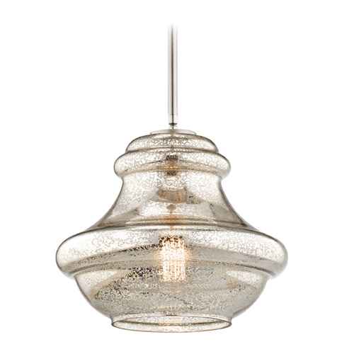 Kichler Lighting Everly 10.25-Inch High Brushed Nickel Schoolhouse Pendant by Kichler Lighting 42044NIMER