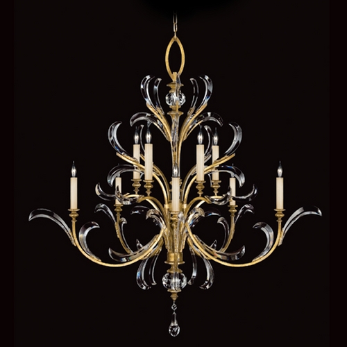 Fine Art Lamps Beveled Arcs Gold Leaf Crystal Chandelier