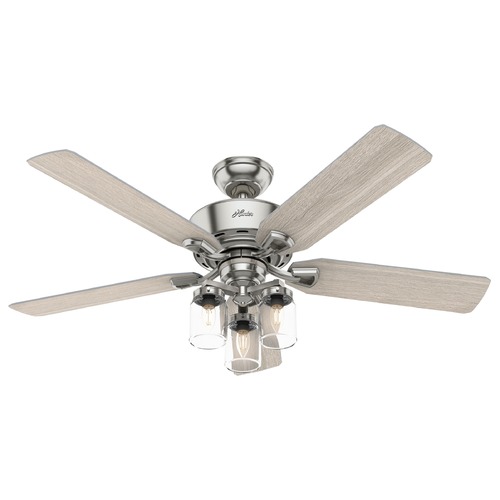 Hunter Fan Company Hunter Ceiling Fan With Light 52 inch Devon Park in Brushed Nickel 50604