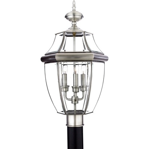 Quoizel Lighting Post Light with Clear Glass in Pewter Finish NY9043P
