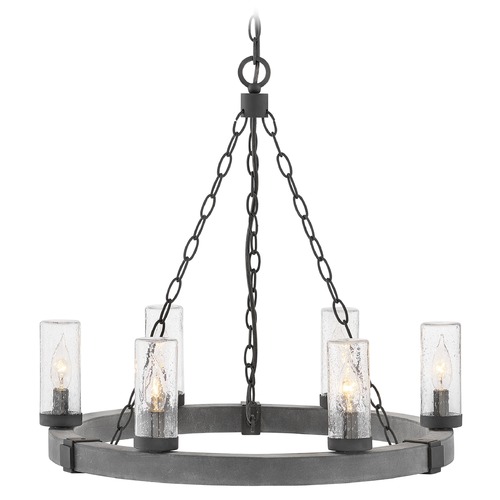 Hinkley Sawyer Aged Zinc & Distressed Black LED Outdoor Hanging Light by Hinkley Lighting 29206DZ-LL