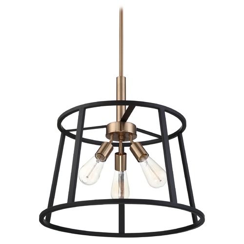 Chassis Copper Brushed Brass & Matte Black Pendant by Nuvo Lighting