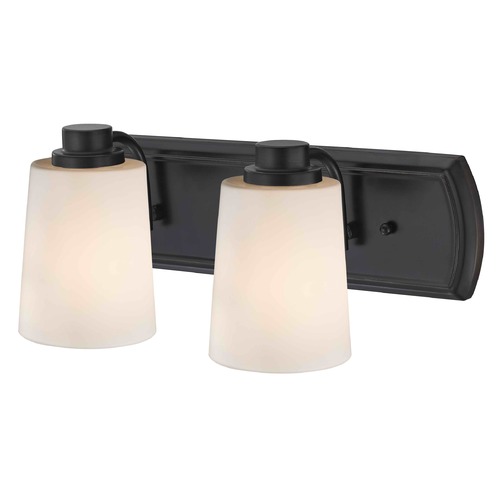 2-Light Bath Bar in Bronze with White Glass