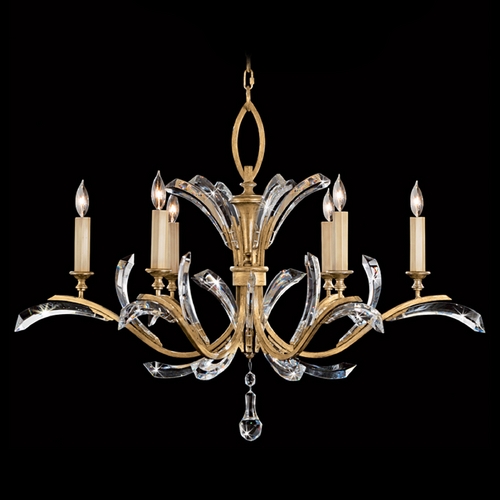 Fine Art Lamps Beveled Arcs Gold Leaf Crystal Chandelier