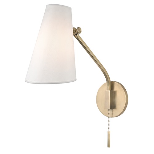 Patten Switched Pull Chain Sconce in Aged Brass by Hudson Valley Lighting