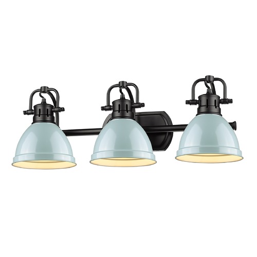 Golden Lighting Duncan 24.50-Inch Bath Light in Black and Seafoam by Golden Lighting 3602-BA3BLK-SF