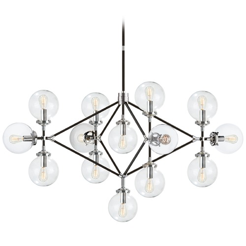 Visual Comfort Signature Collection Ian K. Fowler Bistro Chandelier in Nickel & Black by Visual Comfort Signature S5024PNBLKCG