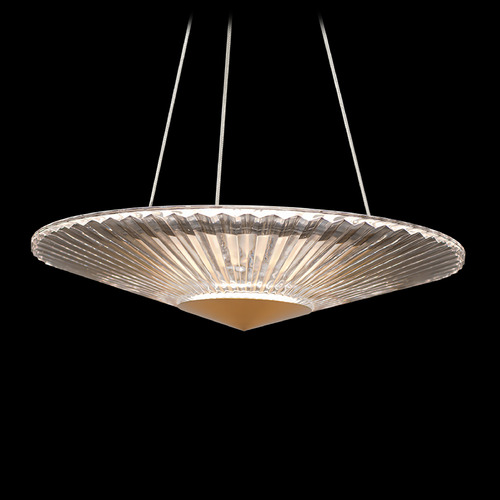 Origami Aged Brass LED Pendant with Fluted Shade by Schonbek Lighting