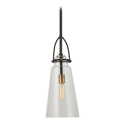 Uttermost Lighting The Uttermost Company Saugus Black & Antique Brass Mini-Pendant Light with Conical Shade 21562