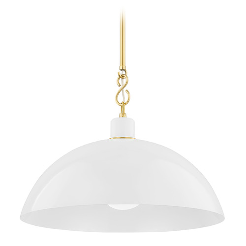 Mitzi by Hudson Valley Mitzi Alana Large Aged Brass Ceramic White Pendant H769701L-AGB/GWH