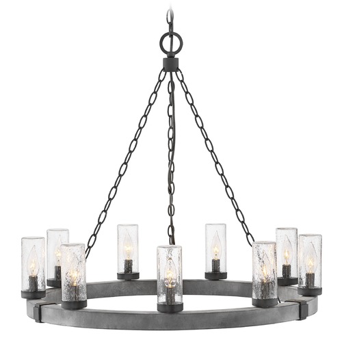 Hinkley Sawyer Aged Zinc & Distressed Black LED Outdoor Hanging Light by Hinkley Lighting 29208DZ-LL