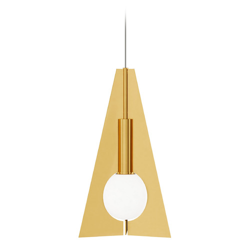 Visual Comfort Modern Collection Visual Comfort Modern Collection Orbel Natural Brass LED Mini-Pendant Light with Globe Shade 700MPOBLPNB-LED930