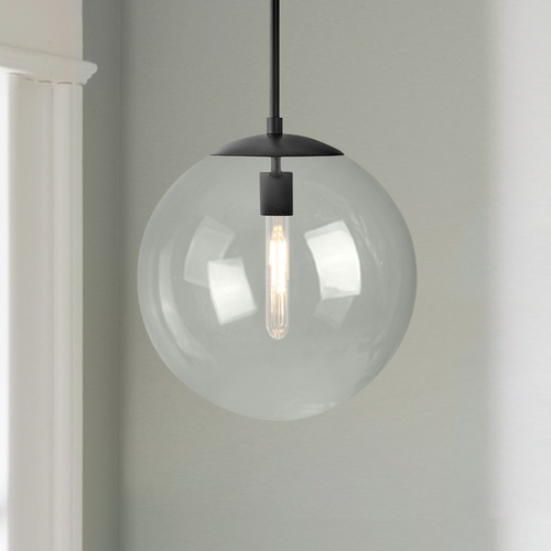 Hinkley Warby 13.5-Inch Orb Pendant in Black with Clear Glass 3744BK