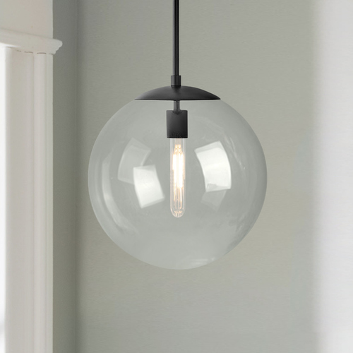 Warby 13.5-Inch Orb Pendant in Black with Clear Glass by Hinkley Lighting
