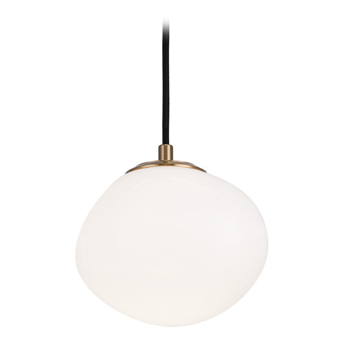 Matteo Lighting Melotte Aged Gold Brass Mini-Pendant Light with Abstract Shade