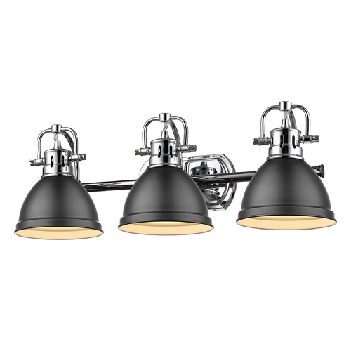 Duncan 24.50-Inch Bath Light in Chrome & Matte Black by Golden Lighting