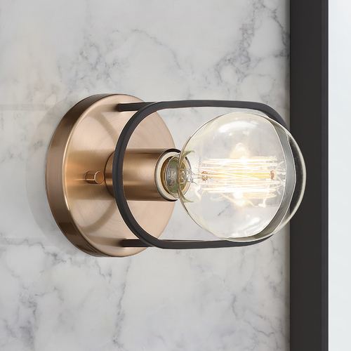 Chassis Copper Brushed Brass & Matte Black Sconce by Nuvo Lighting