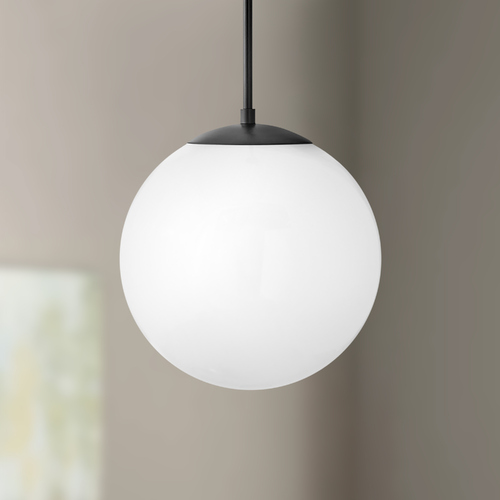 Hinkley Warby 13.5-Inch Orb Pendant in Black with Cased Opal Glass by Hinkley Lighting 3744BK-WH