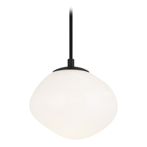 Matteo Lighting Melotte Black Mini-Pendant Light with Abstract Shade