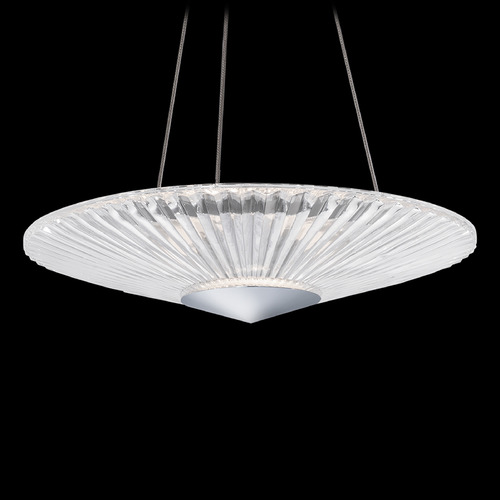 Origami Polished Chrome LED Pendant with Fluted Shade by Schonbek Lighting