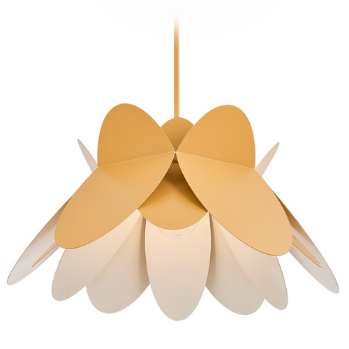 Kalco Lighting Flor White and Yellow Pendant Light with Scalloped Shade