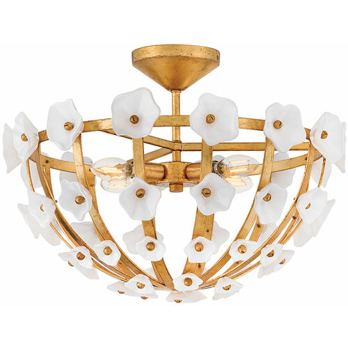 Azalea 20.25-Inch Semi-Flush in Distressed Brass by Fredrick Ramond