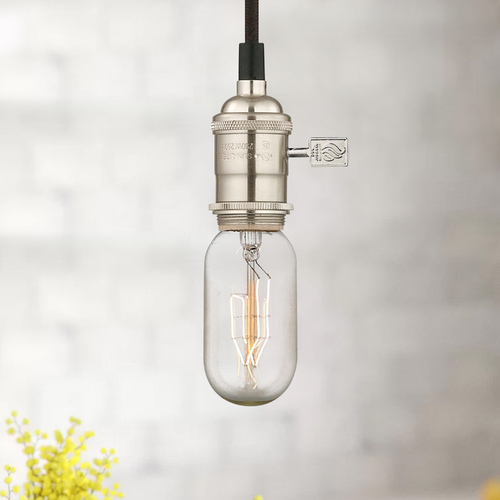 Design Classics Lighting Industrial Edison Bulb Mini-Pendant Light Satin Nickel Cloth Cord CA1-09 40T14 FILAMENT