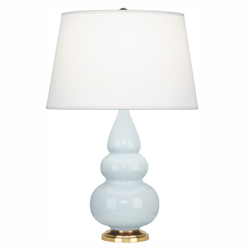 Robert Abbey Lighting Small Triple Gourd Baby Blue / Antique Natural Brass Table Lamp with Empire Sh