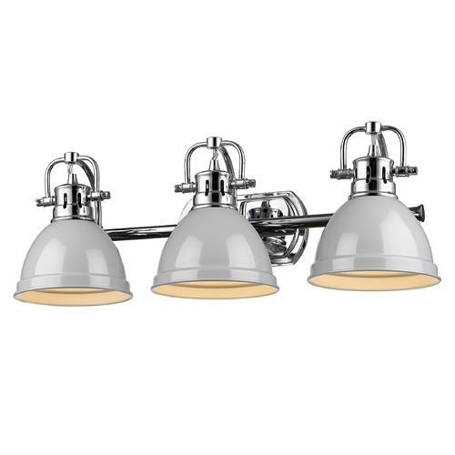 Golden Lighting Duncan 24.50-Inch Bath Light in Chrome & Gray by Golden Lighting 3602-BA3CH-GY