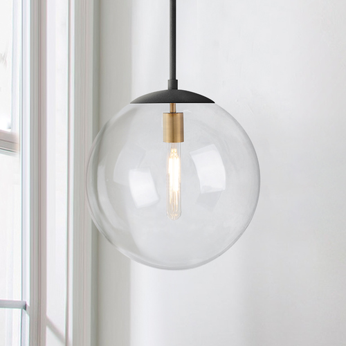 Warby 13.5-Inch Orb Pendant in Aged Zinc with Clear Glass by Hinkley Lighting