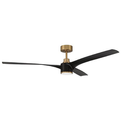 Craftmade Lighting Phoebe Flat Black & Satin Brass LED Ceiling Fan by Craftmade Lighting PHB60FBSB3