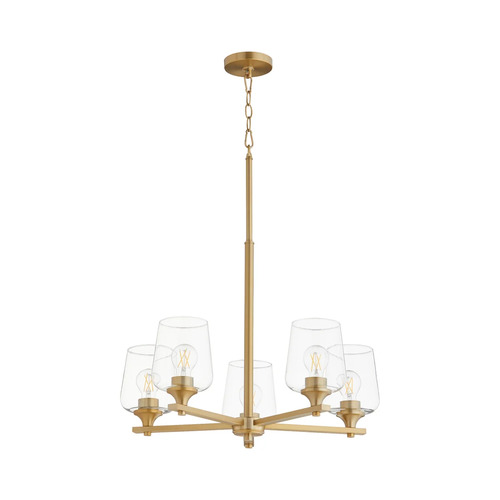 Veno 5-Light Chandelier in Aged Brass by Quorum Lighting