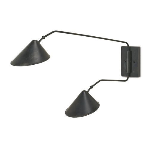 Mid-Century Modern Swing Arm Lamp Black / Gold Leaf Serpa by Currey and Company Lighting