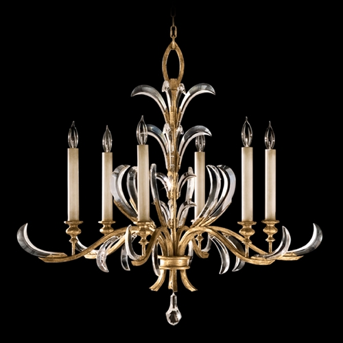 Fine Art Lamps Beveled Arcs Gold Leaf Crystal Chandelier