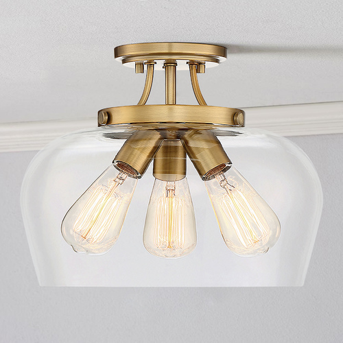 Octave 13-Inch Semi-Flush Mount in Warm Brass by Savoy House