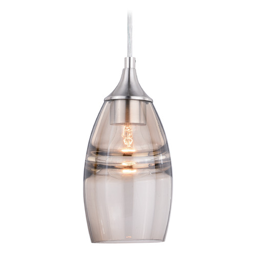 Vaxcel Lighting Milano Satin Nickel Mini-Pendant Light with Oblong Shade