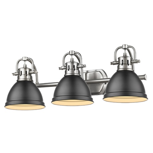 Golden Lighting Duncan 24.50-Inch Bath Light in Pewter & Matte Black by Golden Lighting 3602-BA3PW-BLK