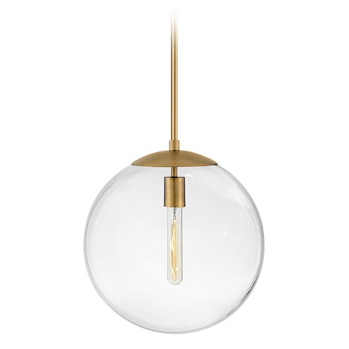 Hinkley Warby 13.5-Inch Orb Pendant in Heritage Brass with Clear Glass 3744HB