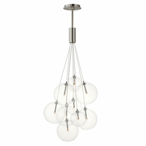 Burst 9-Light LED Cluster Pendant in Satin Nickel by ET2 Lighting