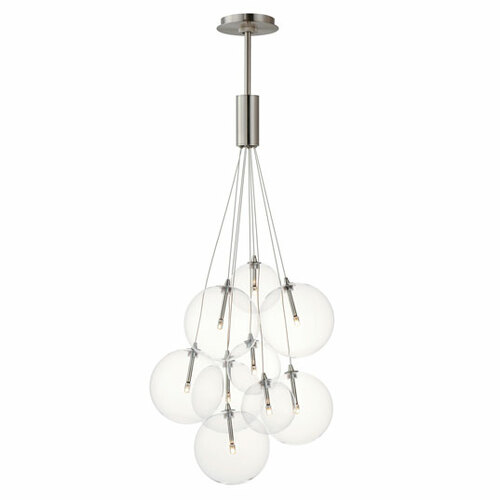 ET2 Lighting Burst 9-Light LED Cluster Pendant in Satin Nickel by ET2 Lighting E25087-18SN