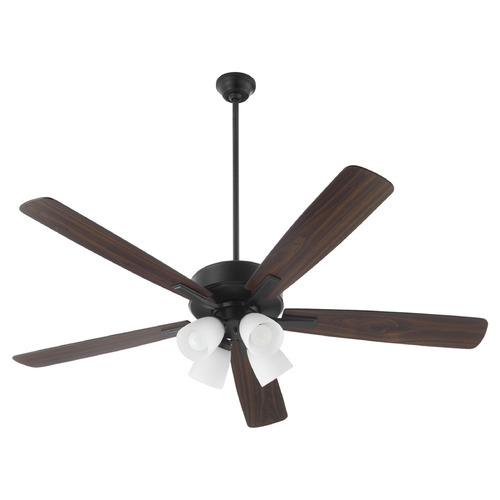Ovation Matte Black LED Ceiling Fan with Light by Quorum Lighting