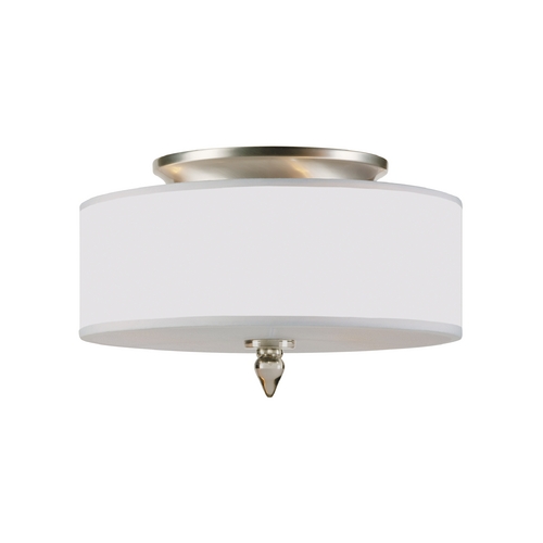 Semi-Flushmount Light with White Shade in Satin Nickel Finish