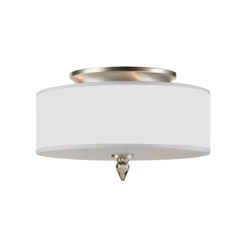 Crystorama Lighting Semi-Flushmount Light with White Shade in Satin Nickel Finish 9503-SN