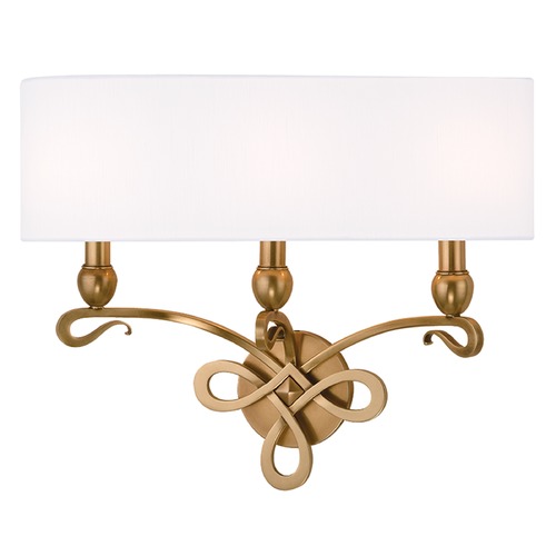 Pawling 3-Light Sconce in Aged Brass by Hudson Valley Lighting