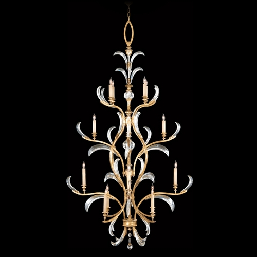 Fine Art Lamps Beveled Arcs Gold Leaf Crystal Chandelier