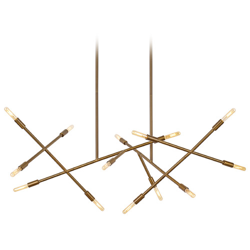 Line Wave 2 Chandelier in Aged Brass by Visual Comfort Modern