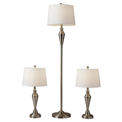 Adesso Home Glendale Brushed Steel Table and Floor Lamp Set