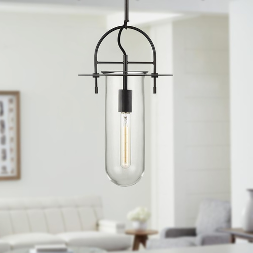 Visual Comfort Studio Collection Kelly Wearstler Nuance 10.5-Inch Aged Iron Pendant by Visual Comfort Studio KP1021AI